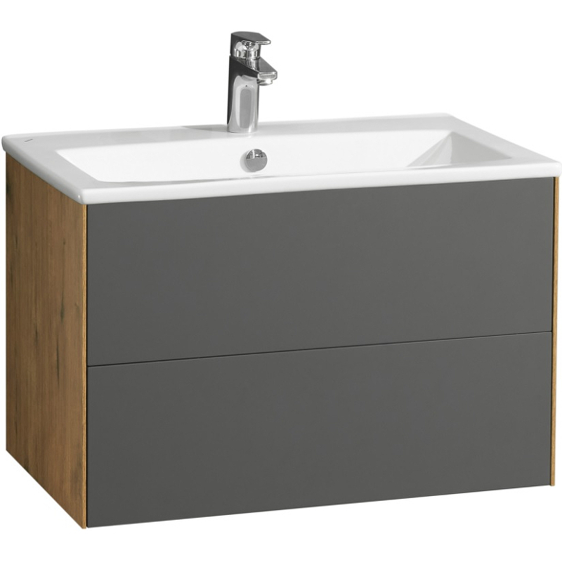 Тумба с раковиной Aquaton Сохо 75 серый-светлое дерево 1A2581K1AJA00 - 0