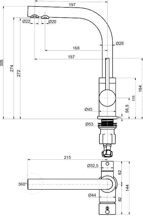 Смеситель для кухни Paulmark Essen темно - серый матовый Es213011-401TB - 2