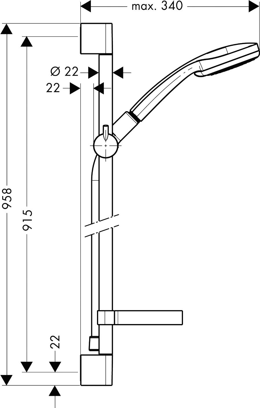 Душевой гарнитур Hansgrohe Croma 100 Multi 27774000 Unica'C - 13