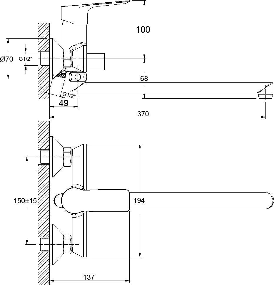 Смеситель для ванны Rossinka  хром  RS27-33 - 1