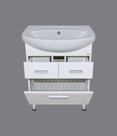 Тумба с раковиной Misty Стелла 65 белая глянцевая ИП000000598 - 1