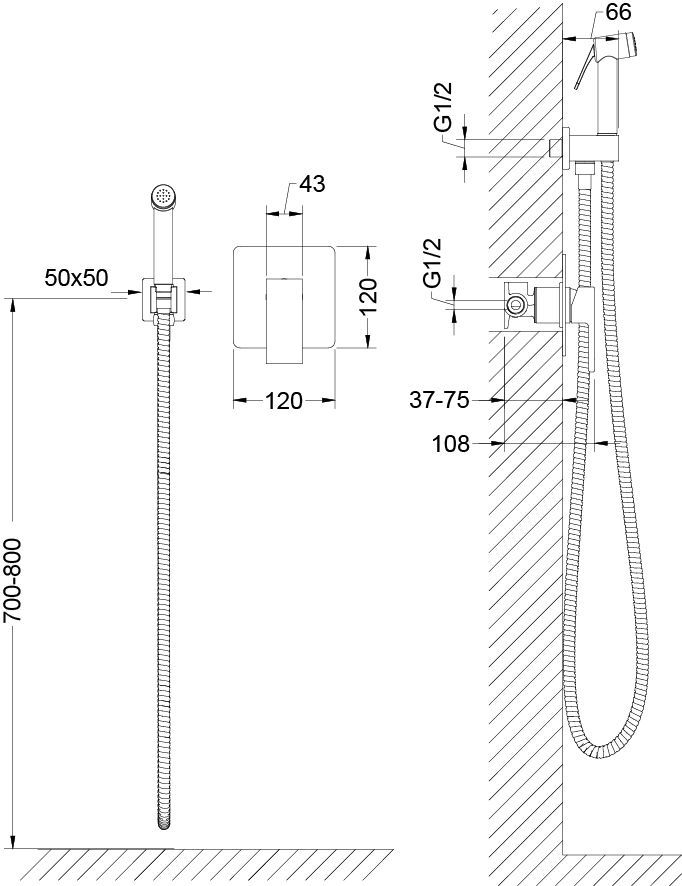 Смеситель встроенный с гигиеническим душем Timo Selene 2089/00SM хром - 1