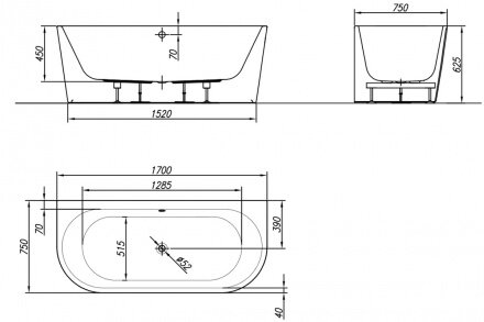 Акриловая ванна Kolpa San Dream 170х75 правая белая 518040 - 2