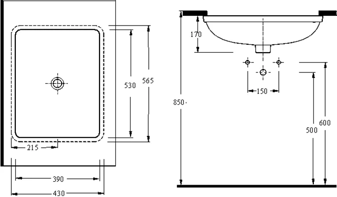 Раковина встраиваемая beWash Balaton 55.5 белый 91561001 - 1