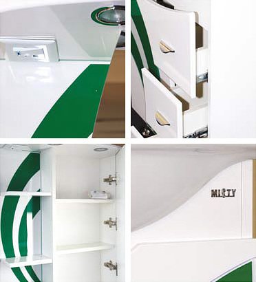 Тумба с раковиной Misty Каролина 60 3 ящика L зеленое стекло - 5