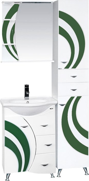 Тумба для комплекта Misty Каролина 60 3 ящика L зеленое стекло П-Крл01060-2853ЯЛ - 2