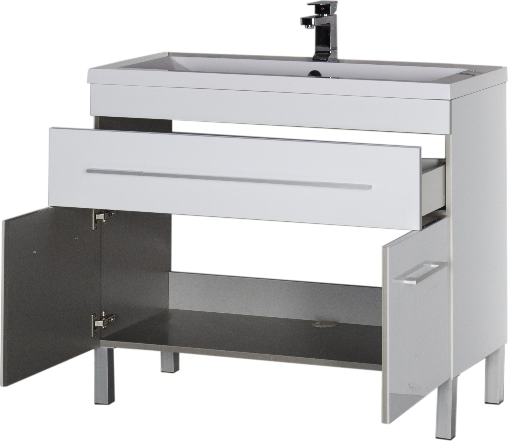 Тумба с раковиной Aquanet Верона 100 белая, 1 ящик, 2 двери 182710 - 5