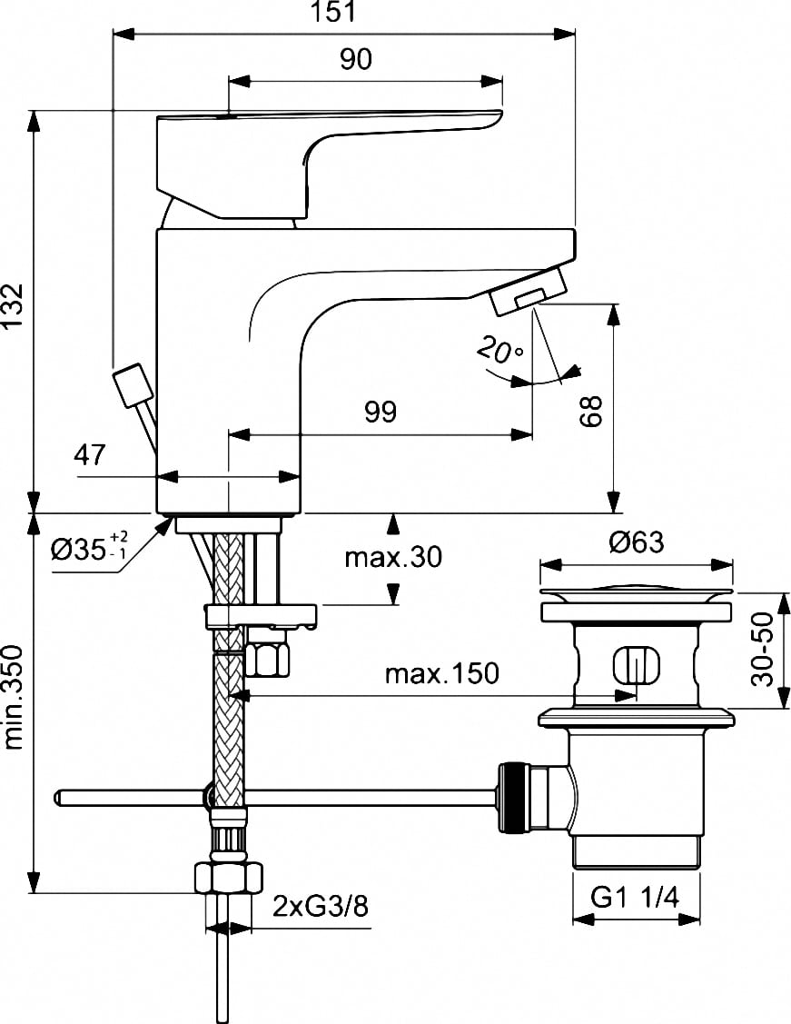 Смеситель для раковины Ideal Standard Ceraplan lll хром BC559AA - 2
