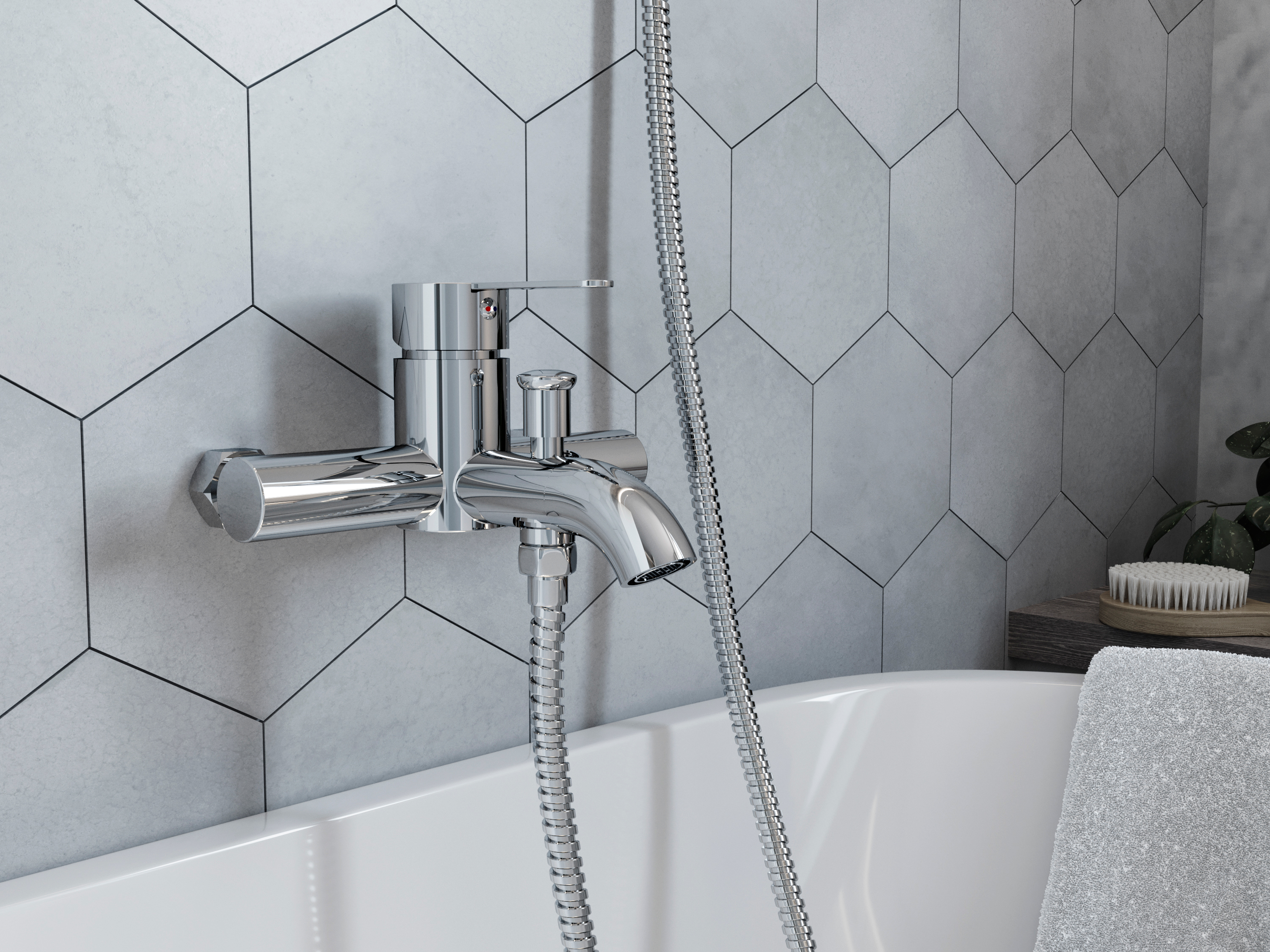 Смеситель для ванны с душем STWORKI by Damixa Стокгольм HFSG10000 хром, однорычажный, настенный, латунь - 1