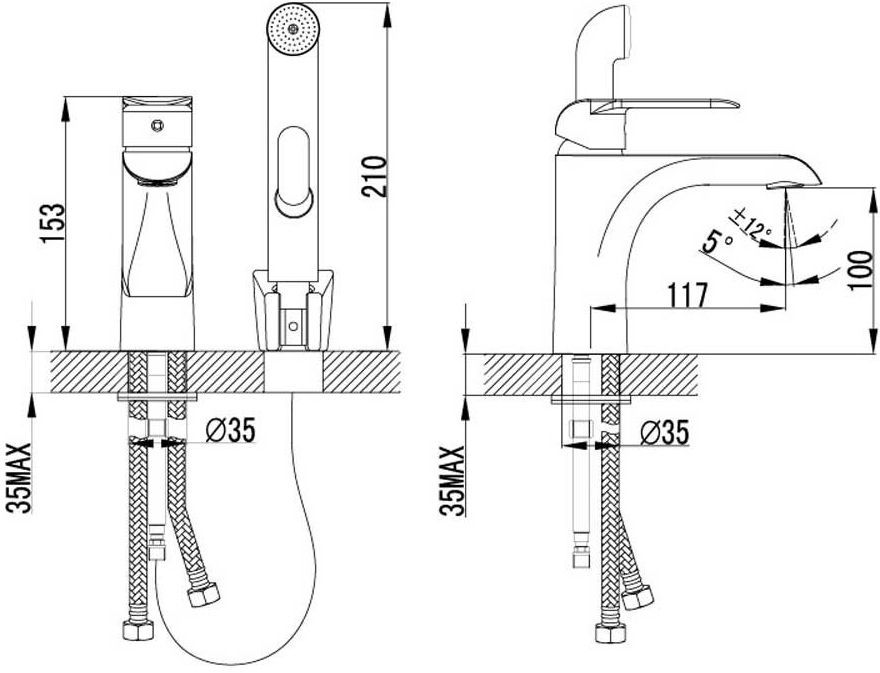 Смеситель Iddis Calipso для раковины, с гигиеническим душем CALSB00i08 - 4