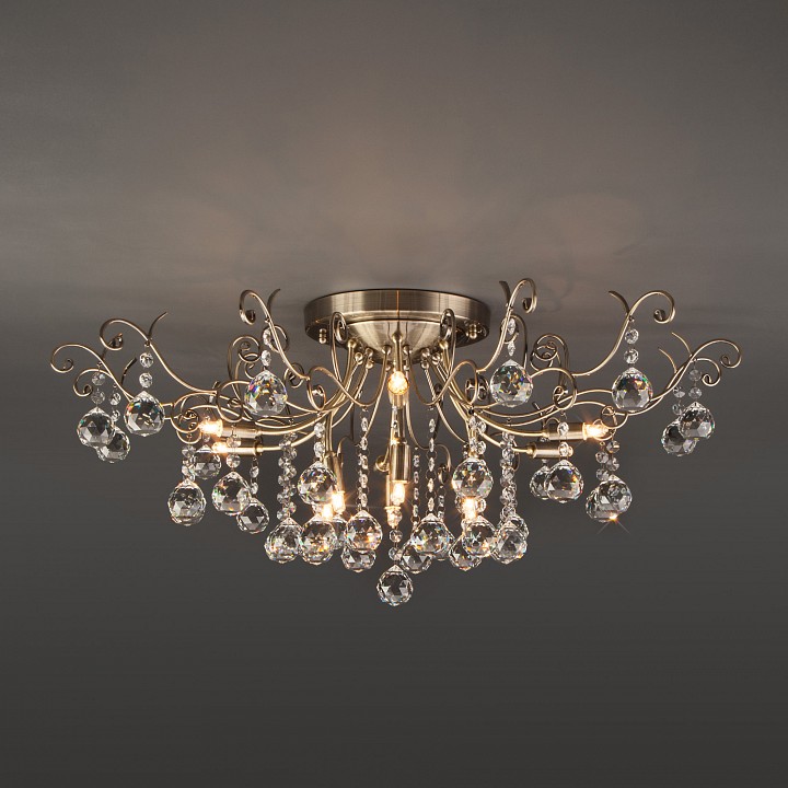 Потолочная люстра Eurosvet Vita 10042/12 античная бронза/прозрачный хрусталь - 1