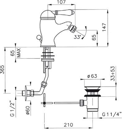 Смеситель для биде Nicolazzi Classico бронза  3403DB75 - 3