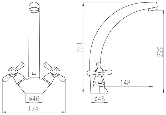 Смеситель для кухни Rav Slezak Morava retro черный матовый - бронза MK120.5/3CMATSM - 3
