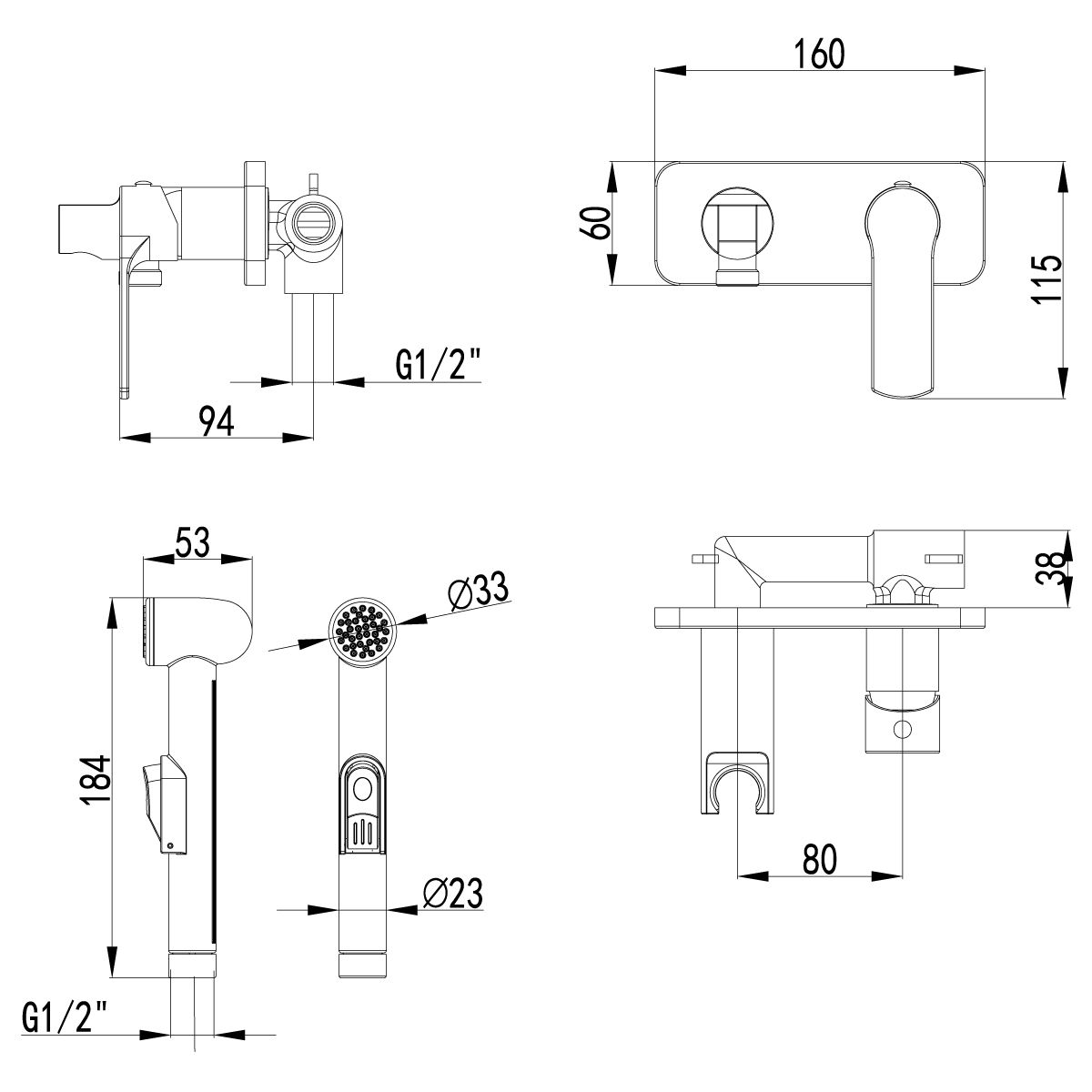 Гигиенический душ Lemark plus Grace со смесителем LM1519C - 1