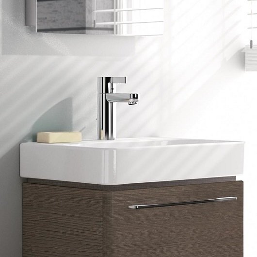 500.222.01.1 Geberit Smyle Square Раковина 45х36 см,  с отв. под смеситель, перелив асимметричный - 2