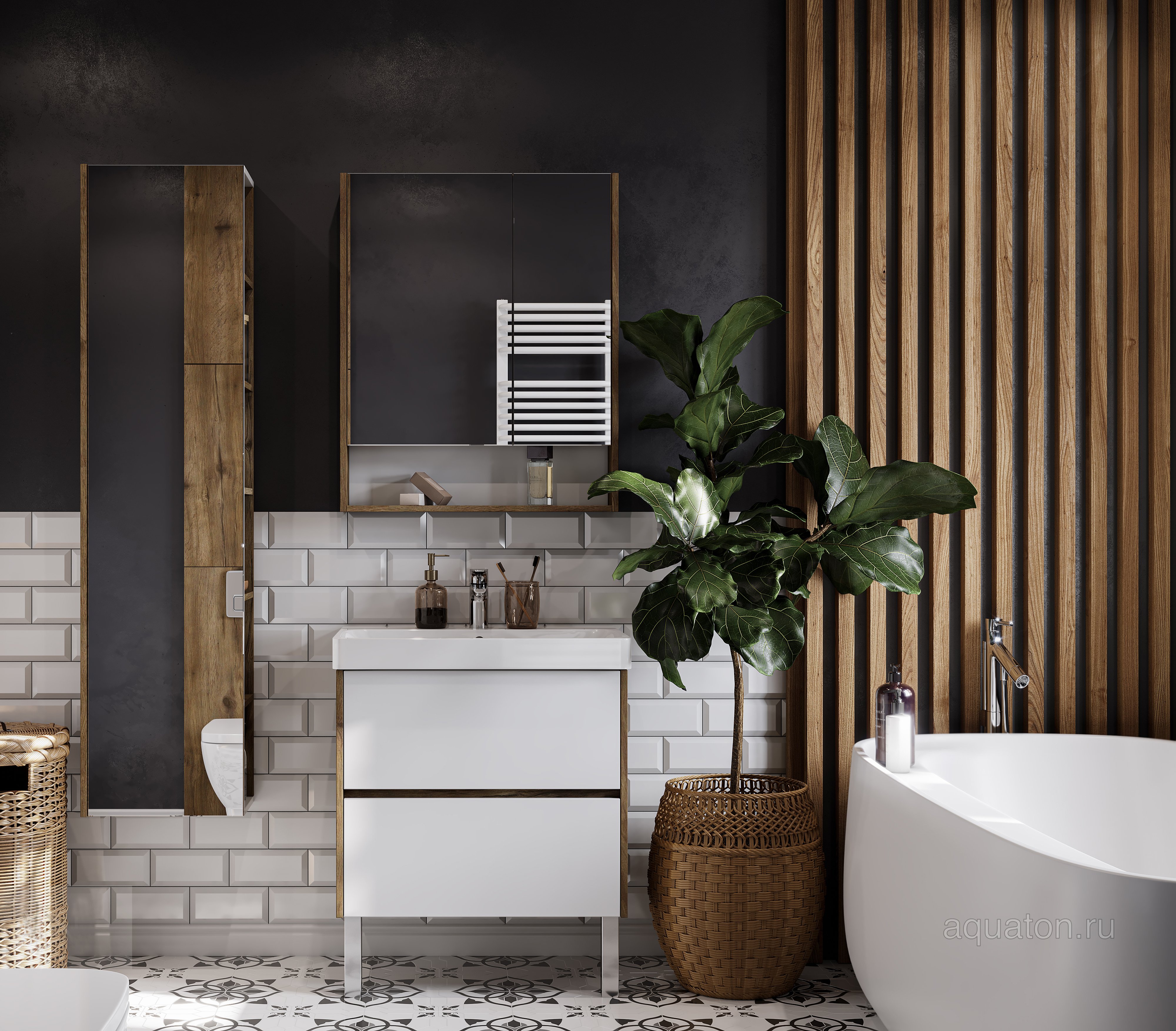 Зеркало-шкаф Aquaton Сканди 70 белый - светлое дерево 1A252202SDZ90 - 4