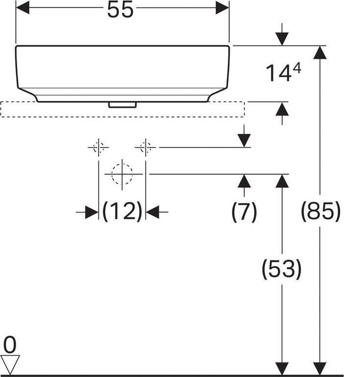 500.779.01.2 VariForm Раковина с установкой на столешницу прямоугольной формы, 55х40 см, без отв. под смеситель, без отв. перелива - 1