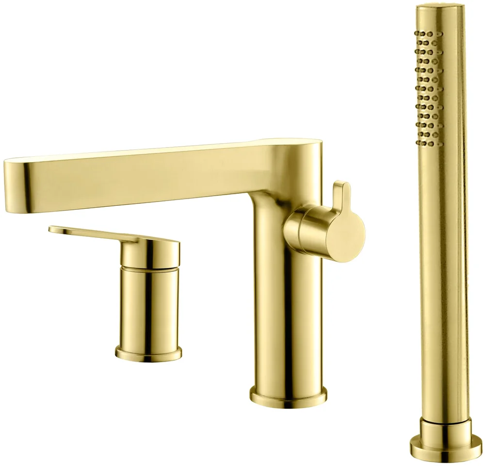Смеситель на борт ванны BelBagno Delta брашированное золото  DEL-BVD3-BORO - 0