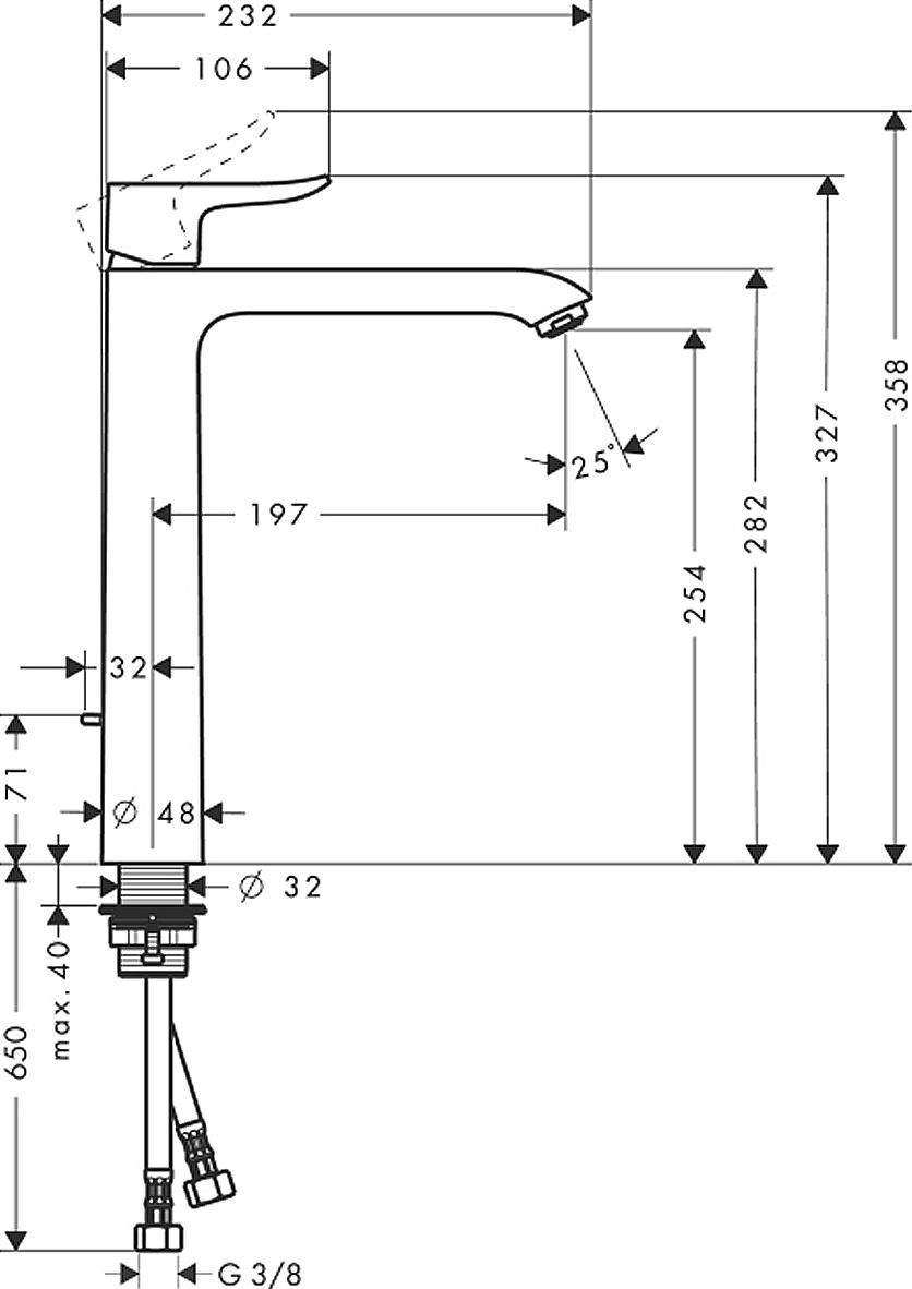 Смеситель Hansgrohe Metris 31082000 для раковины - 7