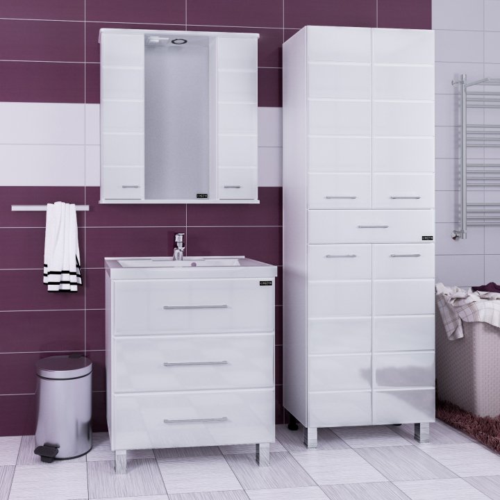 Зеркало-шкаф Санта Омега 75 с подсветкой белый 107005 - 2