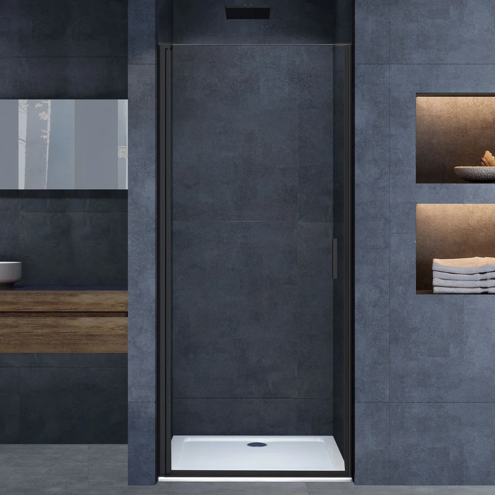 Душевая дверь в нишу Vincea Alpha 70х195 профиль черный стекло прозрачное VDP-3AL700CLB - 0