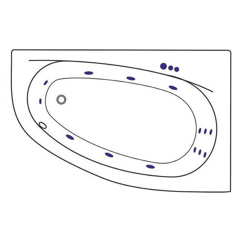 Акриловая ванна Excellent Kameleon 170x110 белая золото правая с гидромассажем WAEX.KMP17.SMART.GL - 1