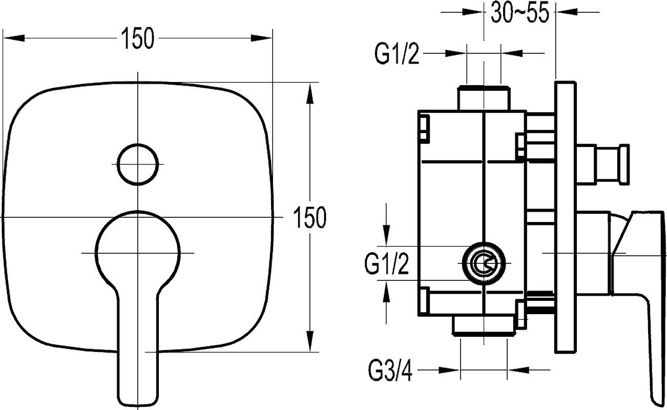 Смеситель Cezares Tesoro F VDIM 01 С ВНУТРЕННЕЙ ЧАСТЬЮ TESORO-F-VDIM-01 - 1