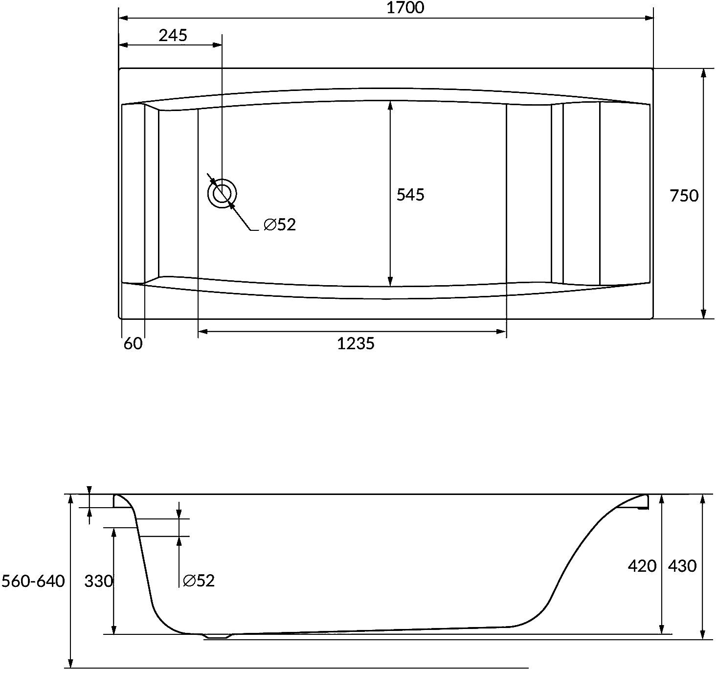 Акриловая ванна Cersanit Virgo 170x75 63353 - 5