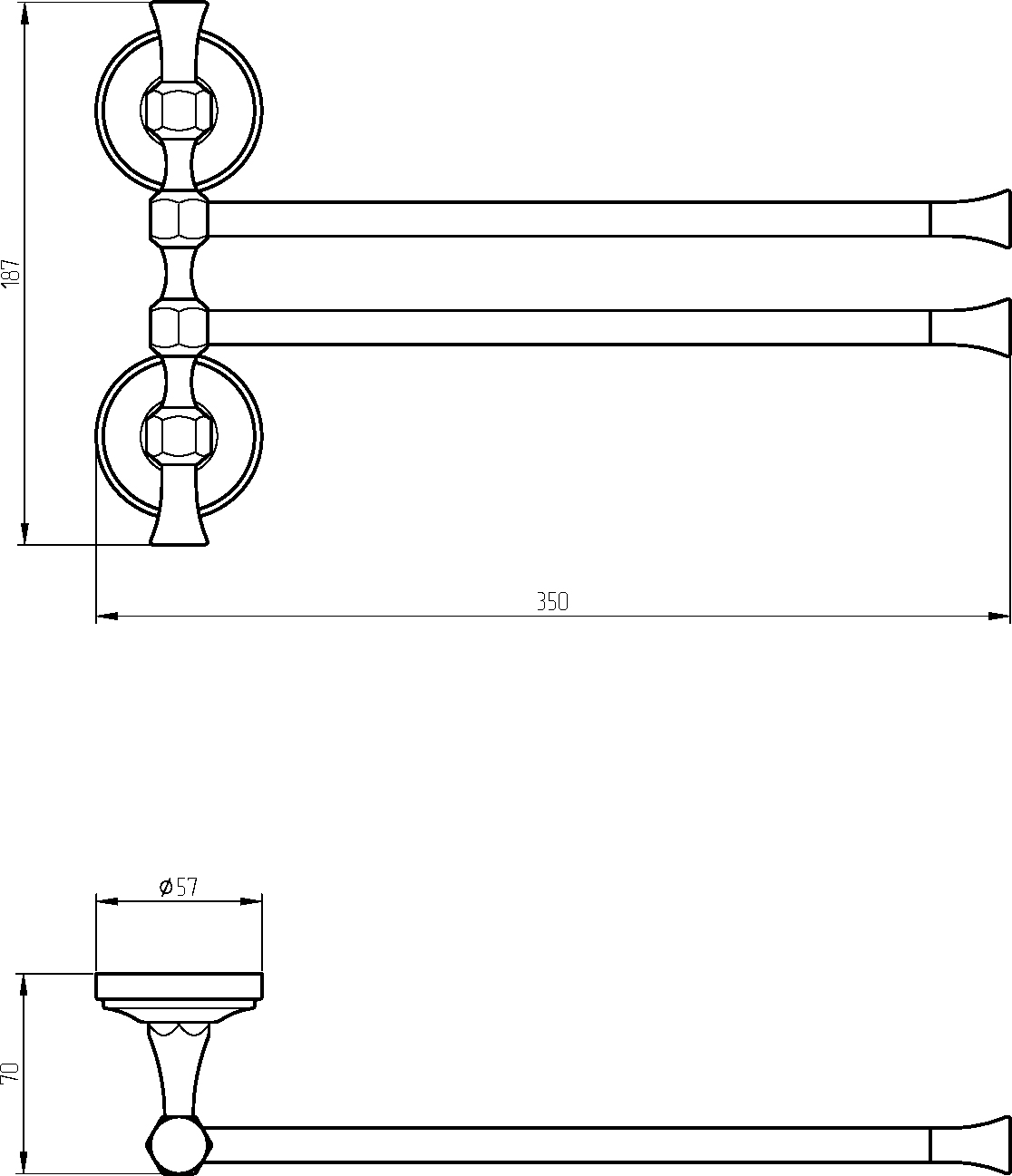 Полотенцедержатель Migliore Fortuna 27675 поворотный двойной, золото - 1