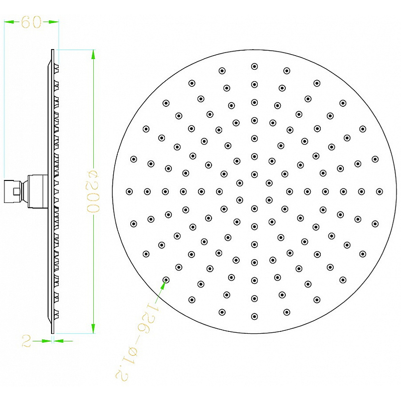 Верхний душ Rav Slezak 20х20 хром KS0011 - 3