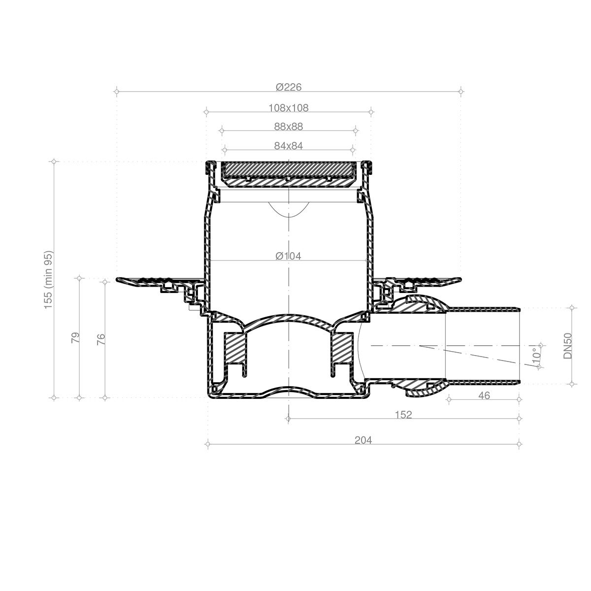 Душевой трап Pestan Confluo Standard Dry 1 Black Glass 10x10 13000101 - 1
