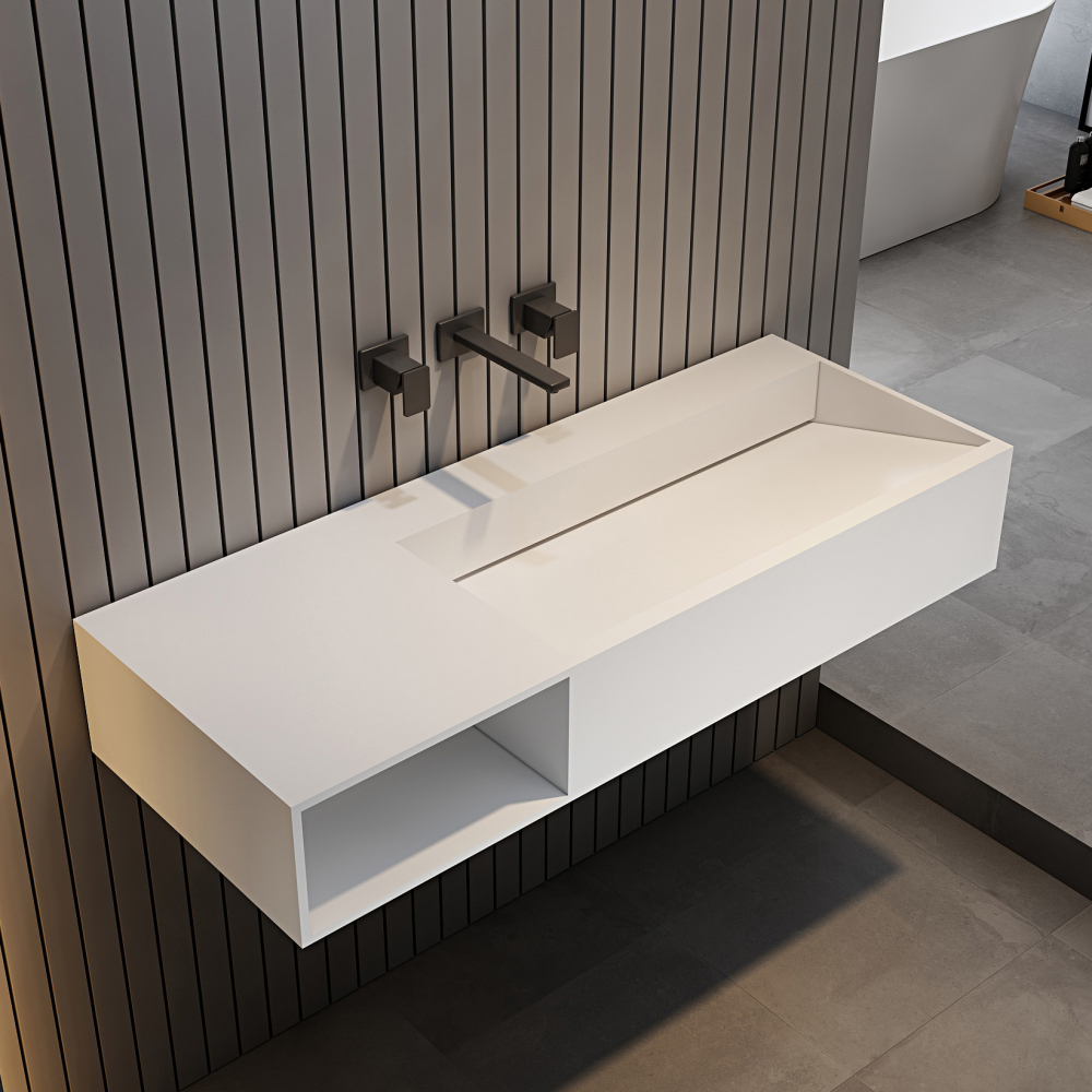 Тумба с раковиной Abber Stein 100 L подвесная белый матовый AS2640-1.0 L - 0