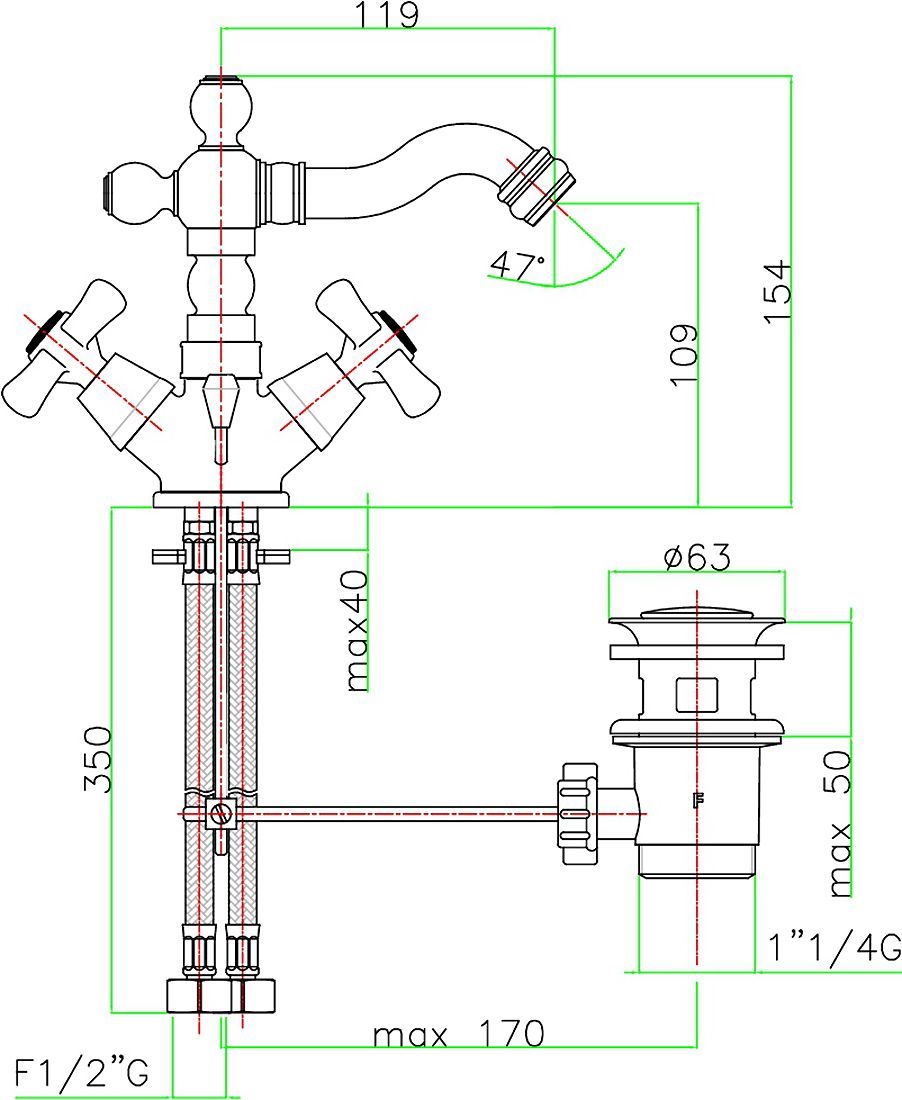 Смеситель для биде Fiore  хром  26CR0635 - 1