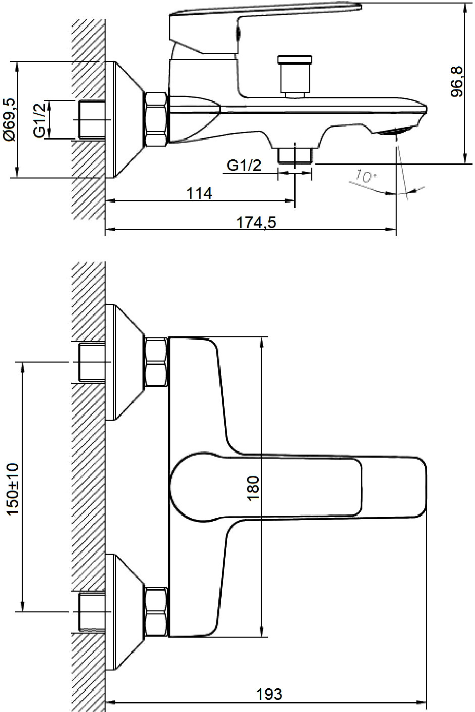 Смеситель для ванны с душем STWORKI Колдинг KO-02cr - 6