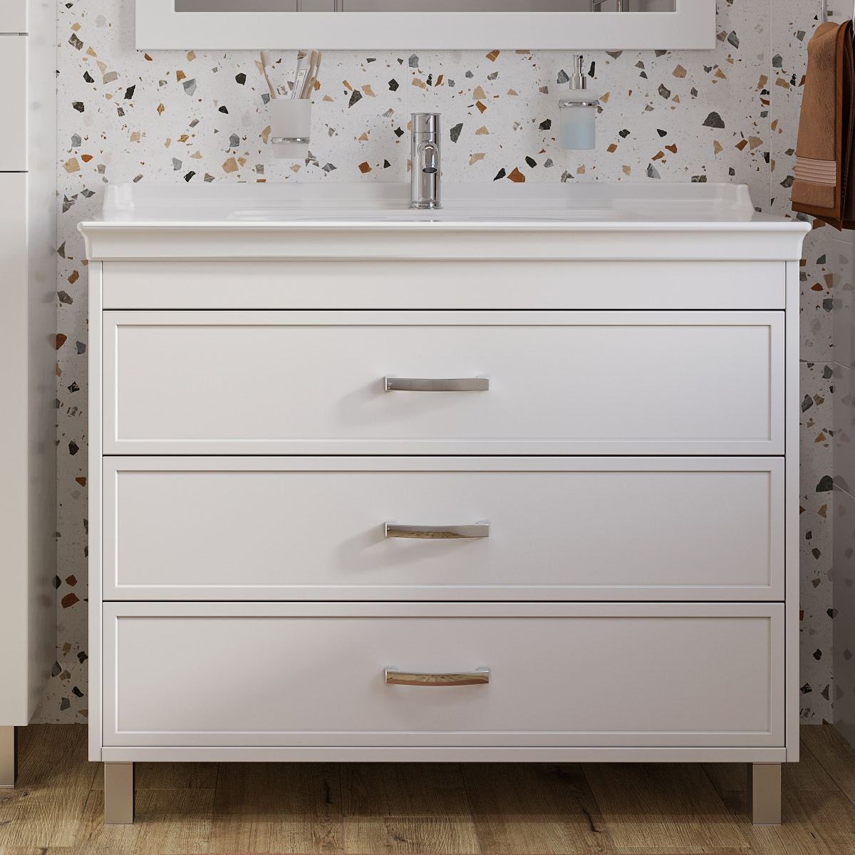 Тумба с раковиной STWORKI Хальмстад 100 белая 505730 - 0