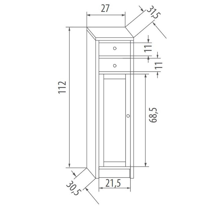 EBAN Giada Тумба правая (DX) без ручек 27x31xh112см, цвет noce (не произв!) FKMGD---DN noce*3 - 1