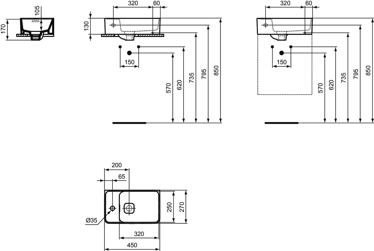 Раковина Ideal Standard Strada II L 45 белый T299501 - 3