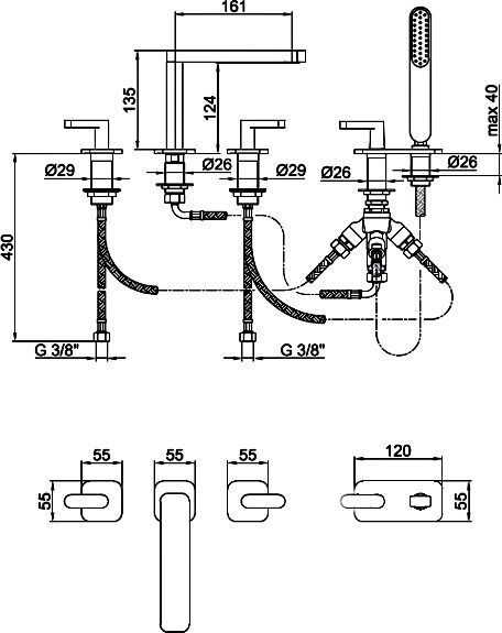 Смеситель Webert Living LV730401015 хром, на борт ванны - 2
