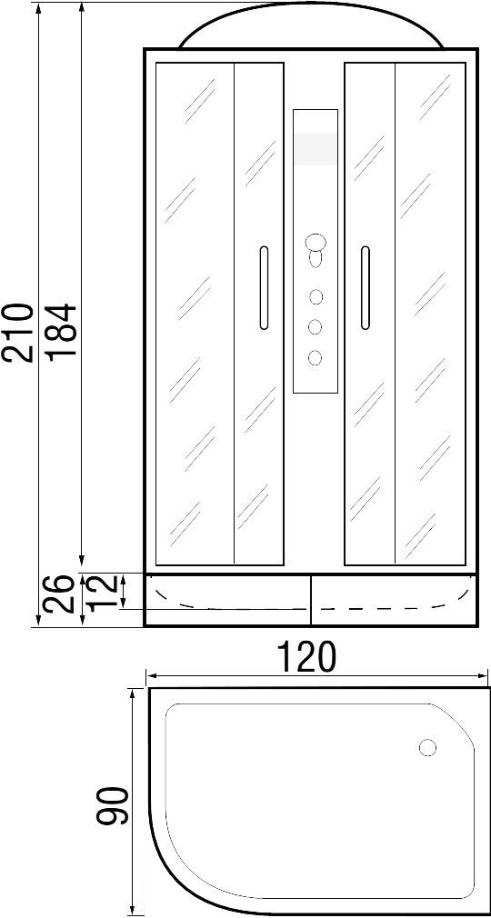 Душевая кабина с поддоном River Dunay 120/90/24 TH R  10000003131 - 1