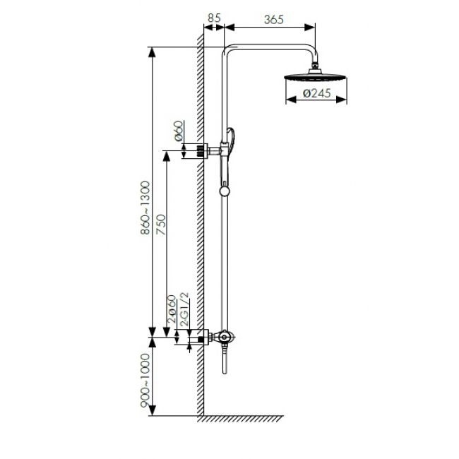Душевая стойка Kaiser Plane 07177 - 1