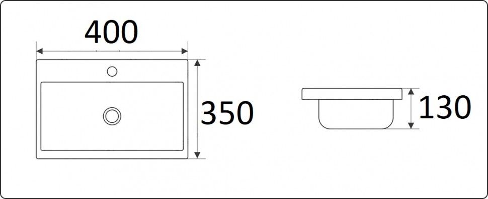 Раковина встраиваемая CeramaLux N 40 см белый  9595-40 - 1