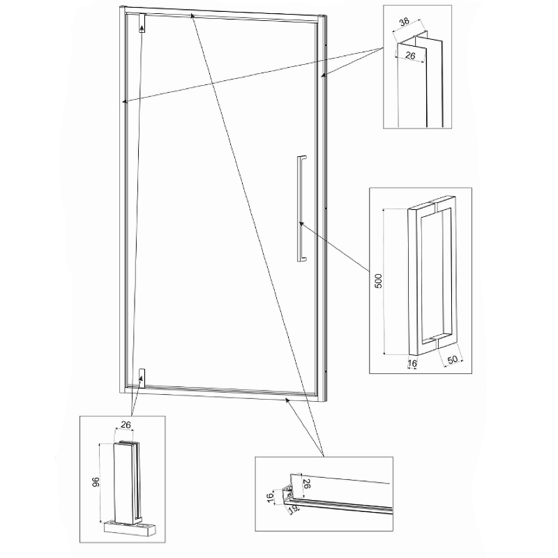 Душевая дверь Veconi Vianno 70, хром  VN33-70-01-C7 - 1