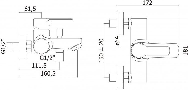 Смеситель Cezares Fuoco VM-01 для ванны с душем FUOCO-VM-01 - 1