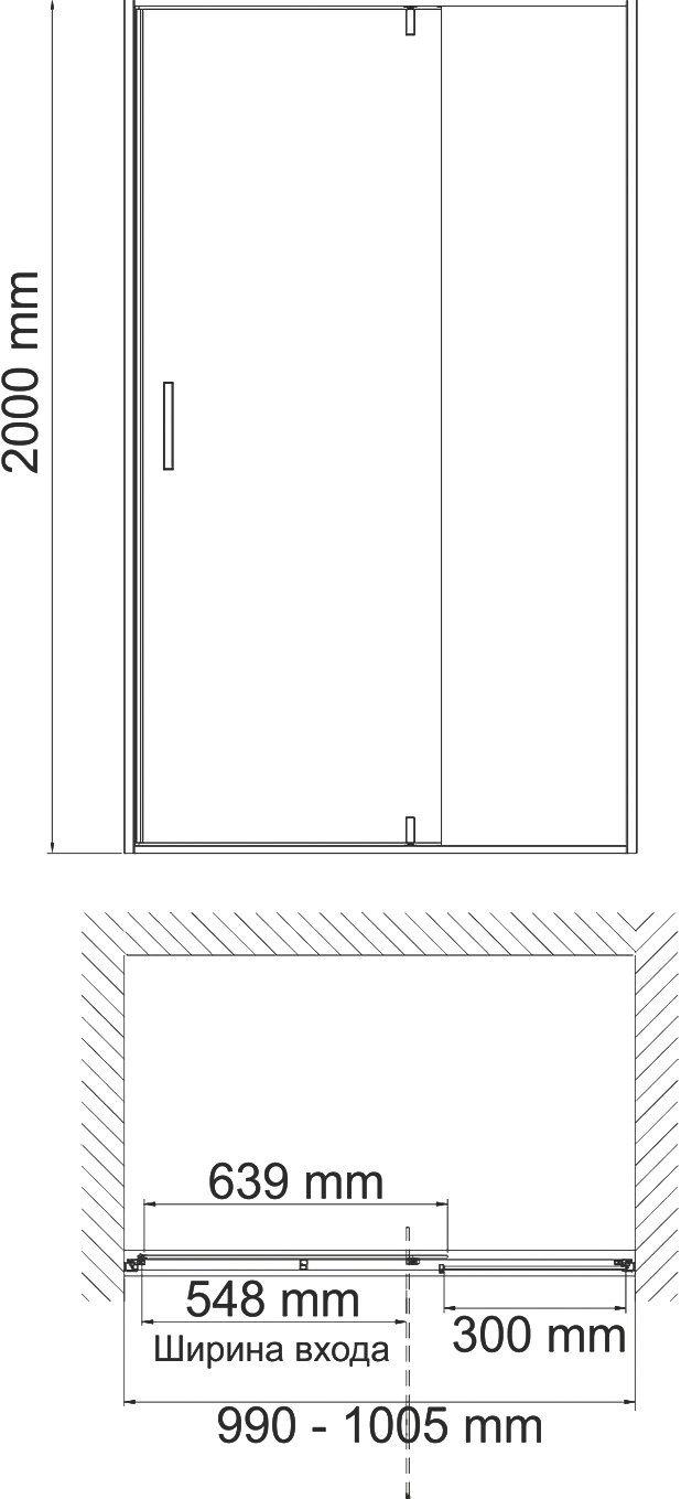 Душевая дверь в нишу Wasserkraft Elbe 74P12 - 2