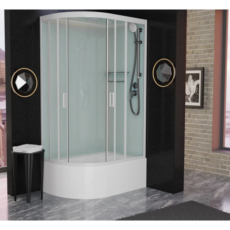 Душевая кабина Frank 120х80 правая белая стекло матовое 20038 - 2