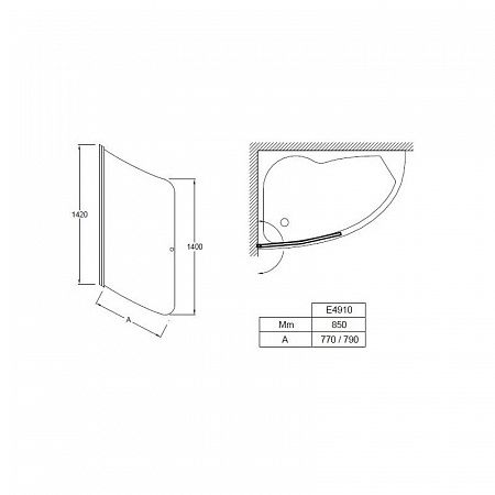 Шторка на ванну Jacob Delafon Micromega Duo E4910-GA - 2