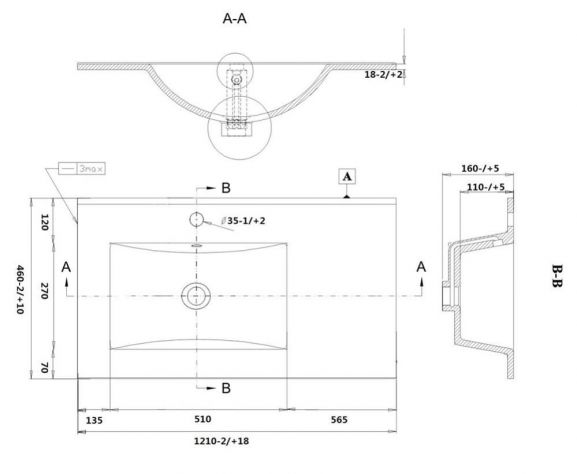 Раковина мебельная Sanvit 120 L белый r9120 L - 4