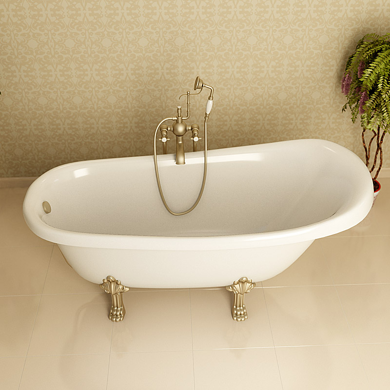 Ванна из искусственного камня Фэма Салерно белая, ножки золото САЛЕРНО-GOLD - 2