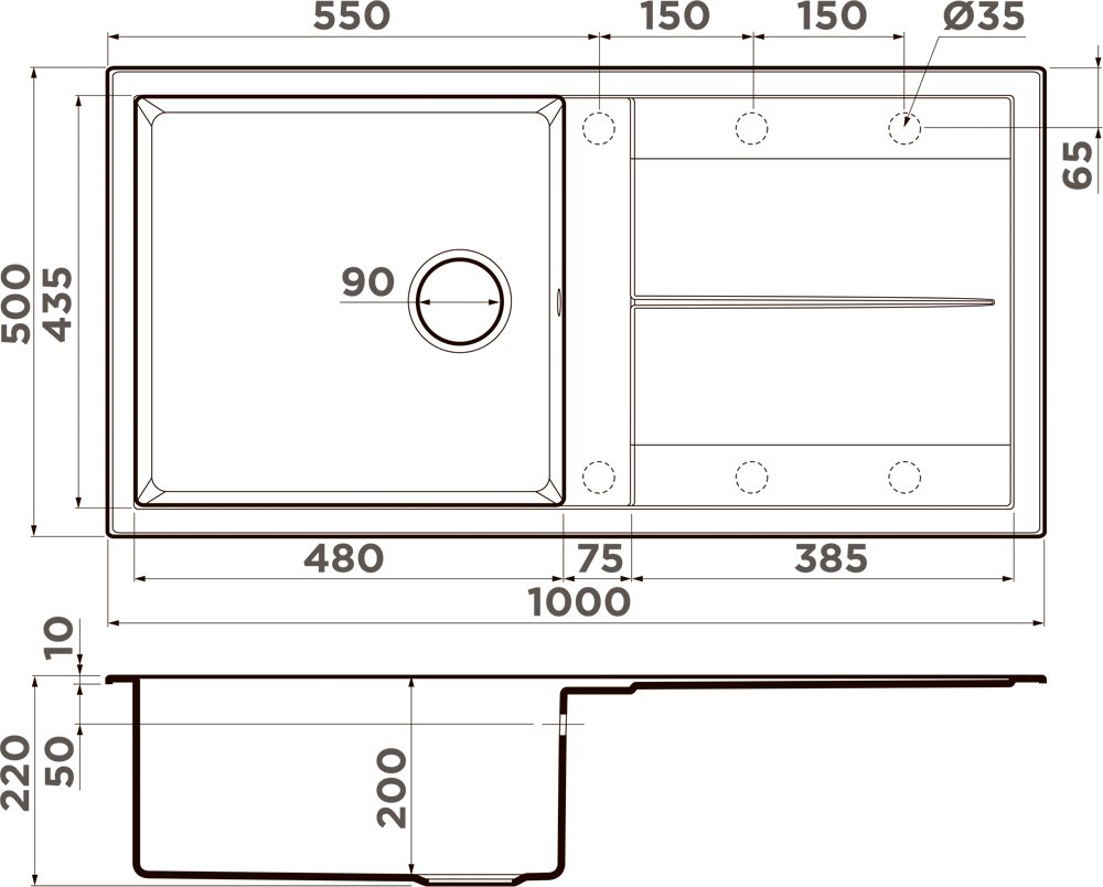 Мойка кухонная Omoikiri Sumi 100 бежевая 4993656 - 2