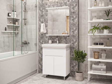 Тумба с раковиной Misty Байкал 65 белая глянцевая УТ000013699 - 2